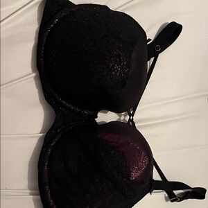 Cacique Black and Purple Lace Bra